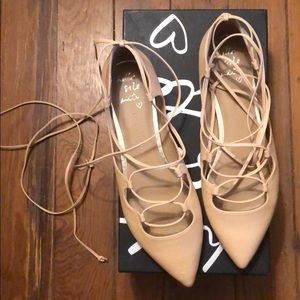 Leather Lace-Up Flats